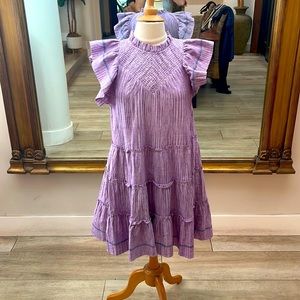 Saylor Amalia Ruffle Flutter Sleeve Dress Violet Textured Size Large